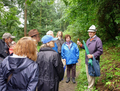 Bei der Rundwanderung „Wo Georg von Frundsberg spazieren ging“ erläuterte Dr. Clemens Mehnert (rechts) Geologie und Botanik im Mindelheimer Tiergarten. Foto: Stadt Mindelheim